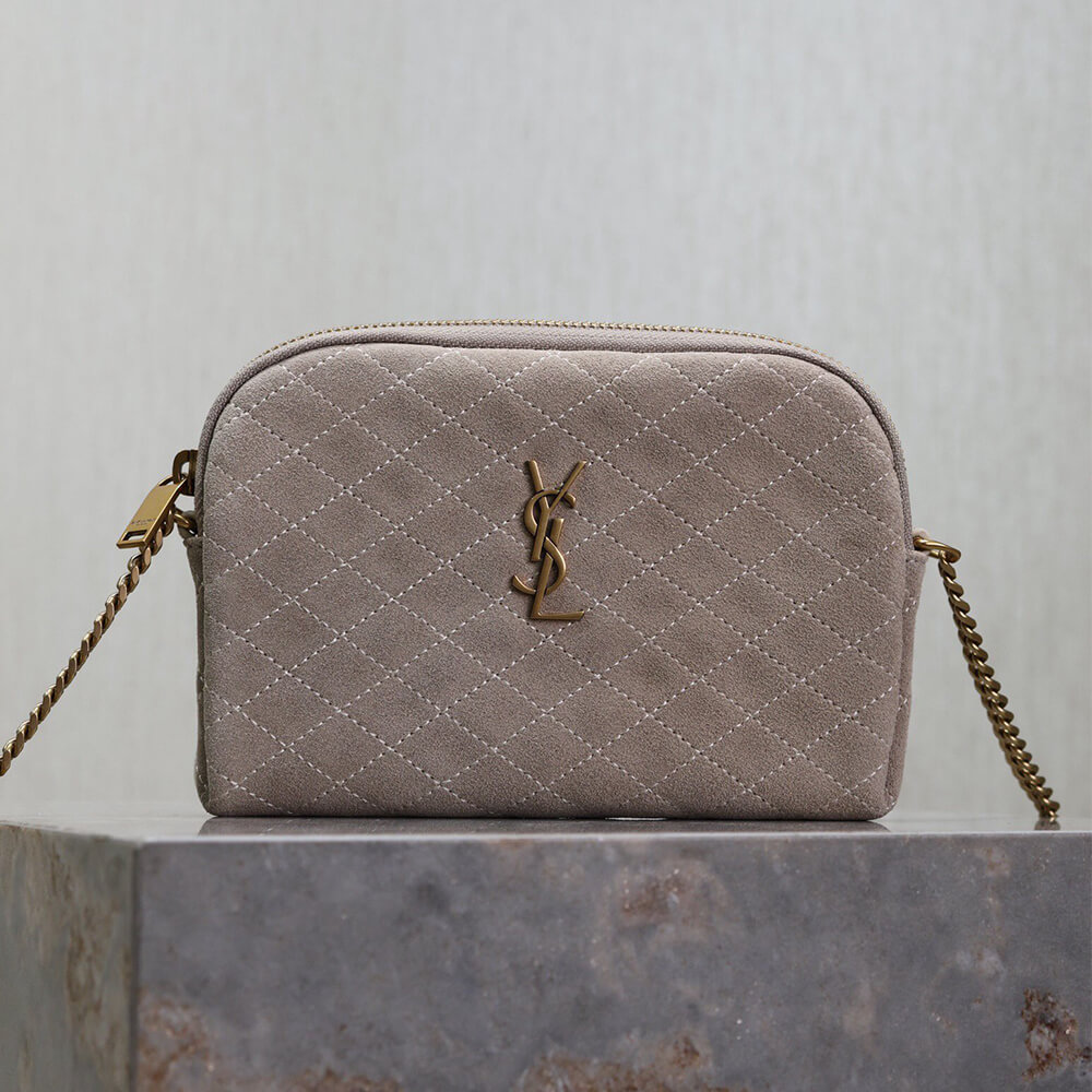 YSL GABY zipped pouch in suede