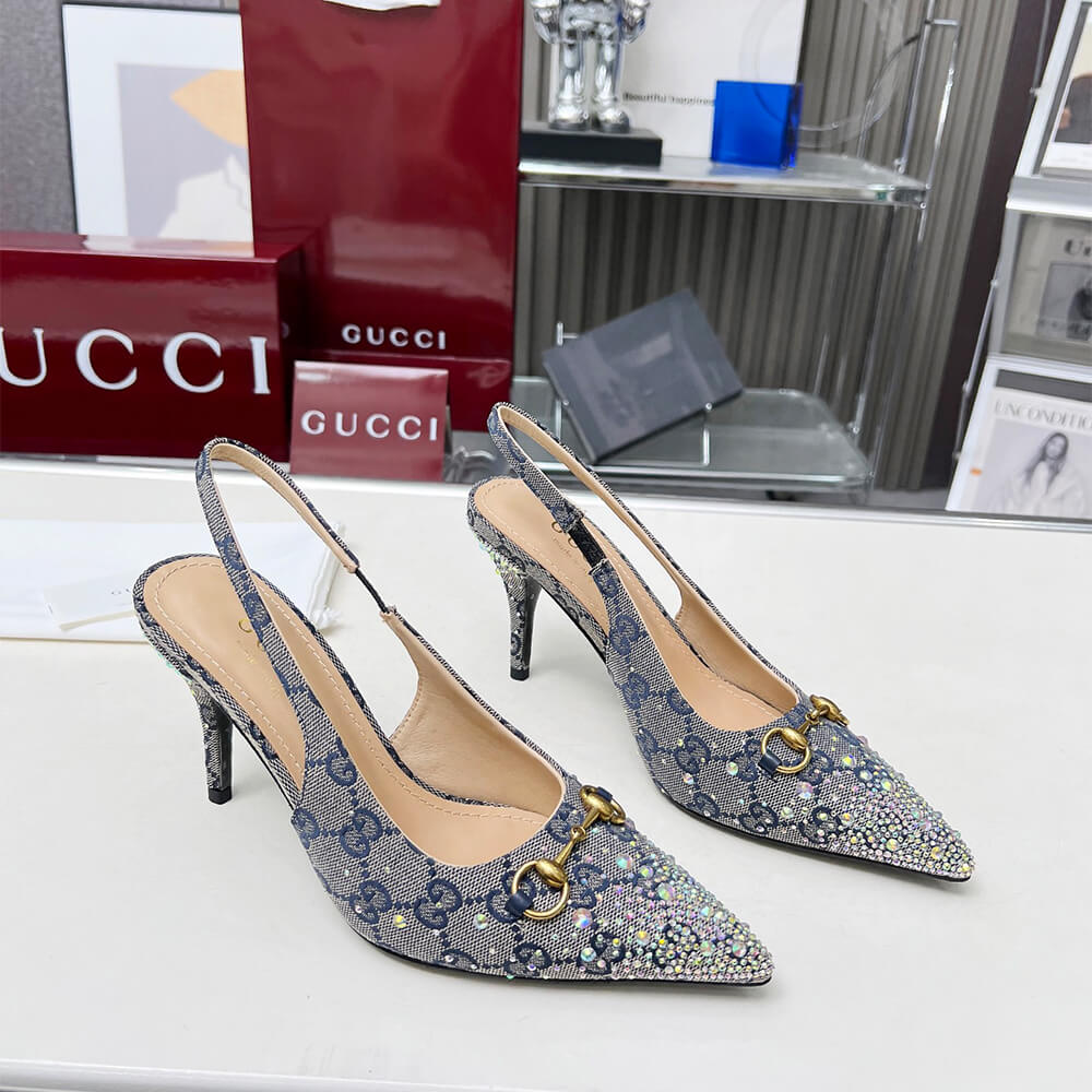 Gucci Women s slingback pump with crystal Horsebit
